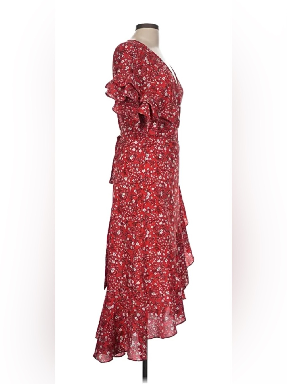Max Studio Red Floral Wrap Dress - Picture 3 of 3